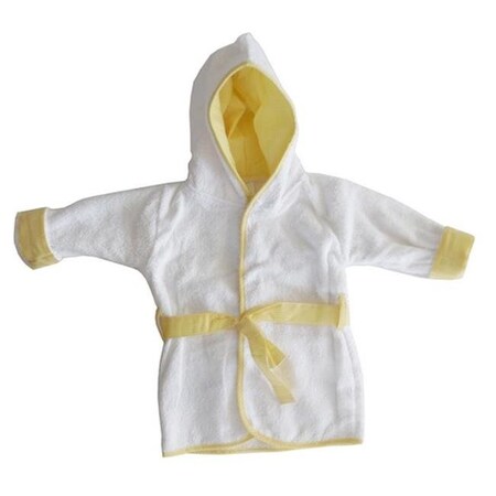 Terry Hooded Bath Robe with Pastel Trim & Applique44; Yellow - One Size